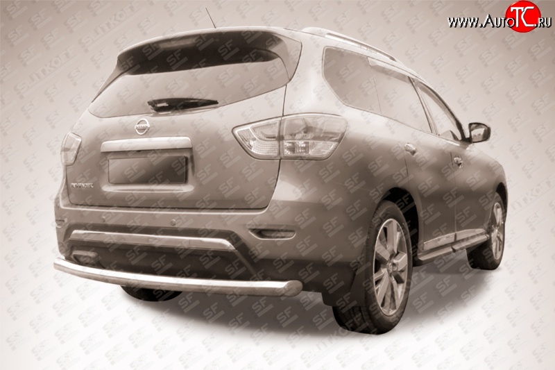 14 499 р. Защита заднего бампера из трубы диаметром 76 мм Slitkoff  Nissan Pathfinder  R52 (2012-2017) дорестайлинг (Нержавейка, Полированная)  с доставкой в г. Керчь