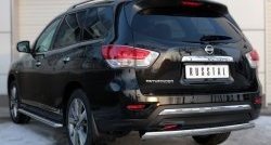 11 599 р. Защита заднего бампера (Ø75x42 мм, нержавейка) Russtal Nissan Pathfinder R52 дорестайлинг (2012-2017)  с доставкой в г. Керчь. Увеличить фотографию 4