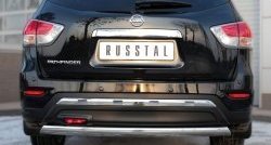 Защита заднего бампера (Ø75x42 мм, нержавейка) Russtal Nissan Pathfinder R52 дорестайлинг (2012-2017)