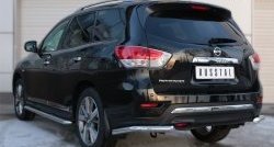 16 349 р. Защита заднего бампера (Ø63 мм уголки, нержавейка) SLITKOFF  Nissan Pathfinder  R52 (2012-2017) дорестайлинг  с доставкой в г. Керчь. Увеличить фотографию 4