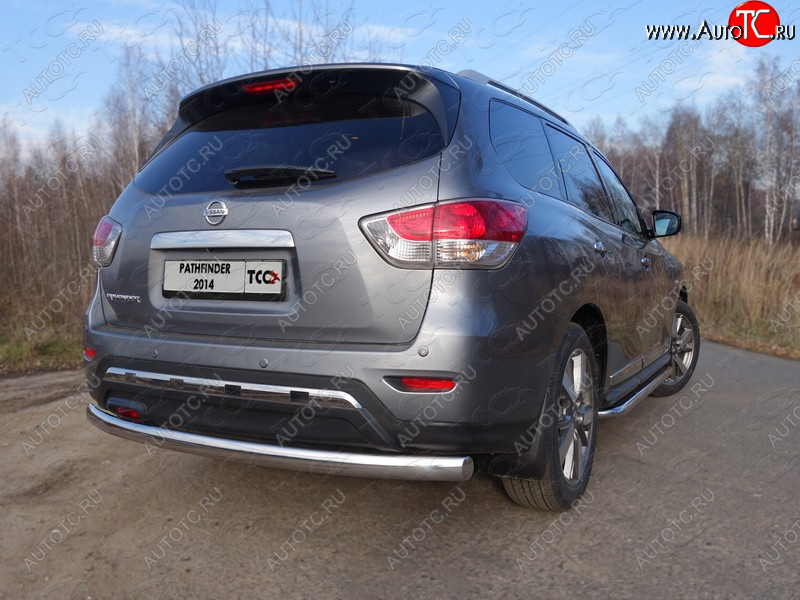 23 899 р. Защита заднего бампера (овальная) ТСС (нержавейка d 75х42 мм) Nissan Pathfinder R52 дорестайлинг (2012-2017)  с доставкой в г. Керчь