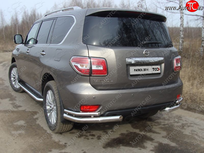26 499 р. Защита заднего бампера (уголки двойные) ТСС 76,1/42,4 мм Nissan Patrol 6 Y62 рестайлинг (2014-2017)  с доставкой в г. Керчь