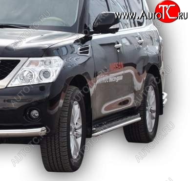 24 499 р. Защита порогов ТехноСфера (Техно Сфера) (нержавейка, d40 mm)  Nissan Patrol  6 (2010-2014) Y62 дорестайлинг  с доставкой в г. Керчь
