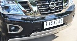 17 999 р. Защита переднего бампера (2 трубыØ75х42 мм, нержавейка) Russtal Nissan Patrol 6 Y62 дорестайлинг (2010-2014)  с доставкой в г. Керчь. Увеличить фотографию 2