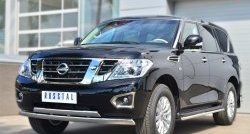17 999 р. Защита переднего бампера (2 трубыØ75х42 мм, нержавейка) Russtal Nissan Patrol 6 Y62 дорестайлинг (2010-2014)  с доставкой в г. Керчь. Увеличить фотографию 4