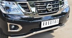19 699 р. Защита переднего бампера (Ø63 мм волна, нержавейка) SLITKOFF Nissan Patrol 6 Y62 дорестайлинг (2010-2014)  с доставкой в г. Керчь. Увеличить фотографию 2