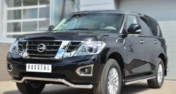 19 699 р. Защита переднего бампера (Ø63 мм волна, нержавейка) SLITKOFF Nissan Patrol 6 Y62 дорестайлинг (2010-2014)  с доставкой в г. Керчь. Увеличить фотографию 3