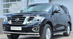 28 899 р. Защита переднего бампера (Ø63 мм с углами, нержавейка) SLITKOFF  Nissan Patrol  6 (2010-2014) Y62 дорестайлинг  с доставкой в г. Керчь. Увеличить фотографию 4
