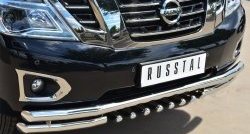 30 999 р. Защита переднего бампера (Ø63 мм с зубами, нержавейка) SLITKOFF Nissan Patrol 6 Y62 рестайлинг (2014-2017)  с доставкой в г. Керчь. Увеличить фотографию 2