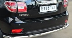 15 249 р. Одинарная защита заднего бампера из трубы диаметром 63 мм (рестайлинг) SLITKOFF  Nissan Patrol  6 (2010-2014) Y62 дорестайлинг  с доставкой в г. Керчь. Увеличить фотографию 2