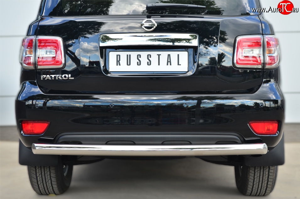 15 249 р. Защита заднего бампера (Ø76 мм, нержавейка) SLITKOFF Nissan Patrol 6 Y62 рестайлинг (2014-2017)  с доставкой в г. Керчь