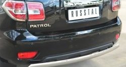 11 599 р. Защита заднего бампера (Ø75x42 мм, нержавейка) Russtal Nissan Patrol 6 Y62 рестайлинг (2014-2017)  с доставкой в г. Керчь. Увеличить фотографию 2