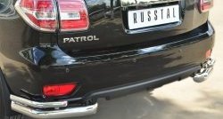12 899 р. Защита заднего бампера (2 трубы Ø76 и 42 мм уголки, нержавейка) SLITKOFF Nissan Patrol 6 Y62 дорестайлинг (2010-2014)  с доставкой в г. Керчь. Увеличить фотографию 2