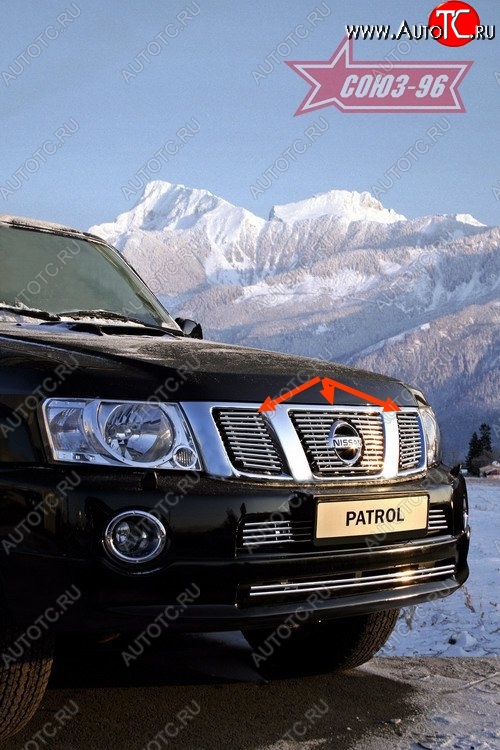 6 344 р. Декоративные элементы решетки радиатора Souz-96 (d10) Nissan Patrol 5 Y61 2-ой рестайлинг (2004-2010)  с доставкой в г. Керчь
