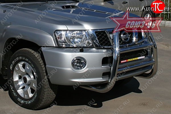 18 449 р. Защита переднего бампера Souz-96 (d76) Nissan Patrol 5 Y61 2-ой рестайлинг (2004-2010)  с доставкой в г. Керчь