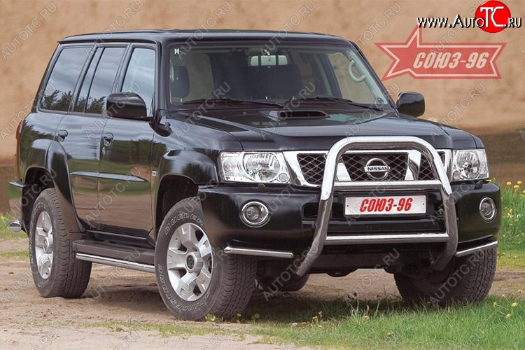 16 874 р. Защита порогов Souz-96 (d76) Nissan Patrol 5 Y61 2-ой рестайлинг (2004-2010)  с доставкой в г. Керчь