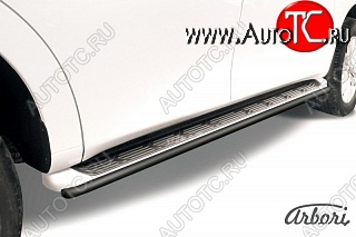 7 595 р. Защита штатных порогов Arbori (черная, d42 mm). Nissan Patrol 6 Y62 дорестайлинг (2010-2014)  с доставкой в г. Керчь