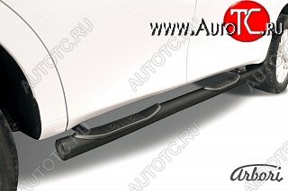 14 039 р. Защита штатных порогов Arbori (с проступью, черная, d76 mm). Nissan Patrol 6 Y62 дорестайлинг (2010-2014)  с доставкой в г. Керчь