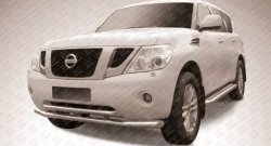 Двойная защита переднего бампера из двух труб диаметром 76 и 57 мм Slitkoff Nissan Patrol  6 (2010-2014) Y62 дорестайлинг