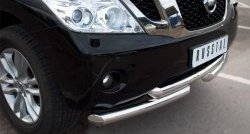 16 849 р. Защита переднего бампера (2 трубы Ø42 мм, нержавейка) SLITKOFF Nissan Patrol 6 Y62 дорестайлинг (2010-2014)  с доставкой в г. Керчь. Увеличить фотографию 2