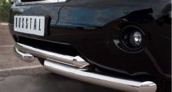 16 849 р. Защита переднего бампера (2 трубы Ø42 мм, нержавейка) SLITKOFF Nissan Patrol 6 Y62 дорестайлинг (2010-2014)  с доставкой в г. Керчь. Увеличить фотографию 3