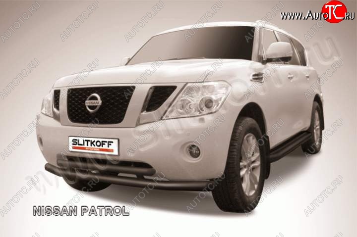 18 849 р. Защита переднего бампер Slitkoff Nissan Patrol 6 Y62 дорестайлинг (2010-2014) (Цвет: серебристый)  с доставкой в г. Керчь