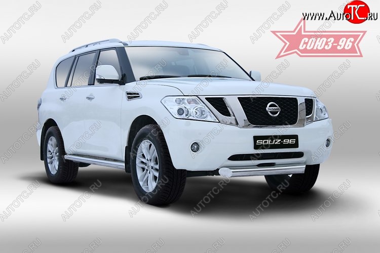 1 159 р. Защита переднего бампера одинарная Souz-96 (d100). Nissan Patrol 6 Y62 дорестайлинг (2010-2014)  с доставкой в г. Керчь