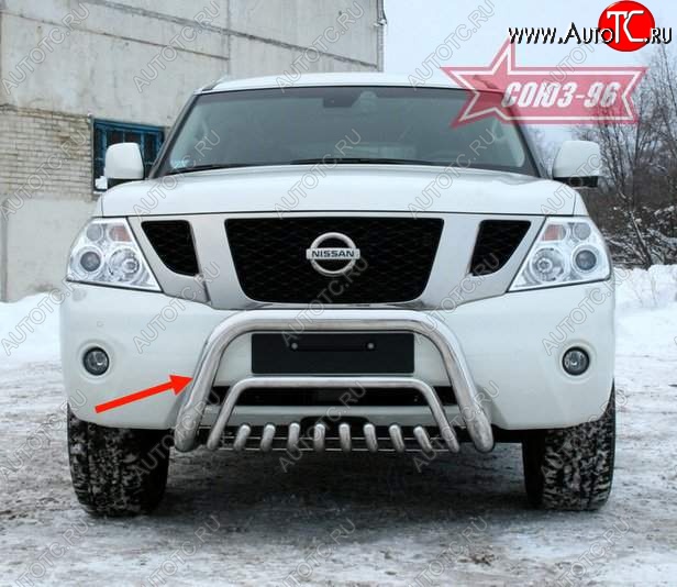 16 514 р. Защита переднего бампера Souz-96 (d76) Nissan Patrol 6 Y62 дорестайлинг (2010-2014)  с доставкой в г. Керчь