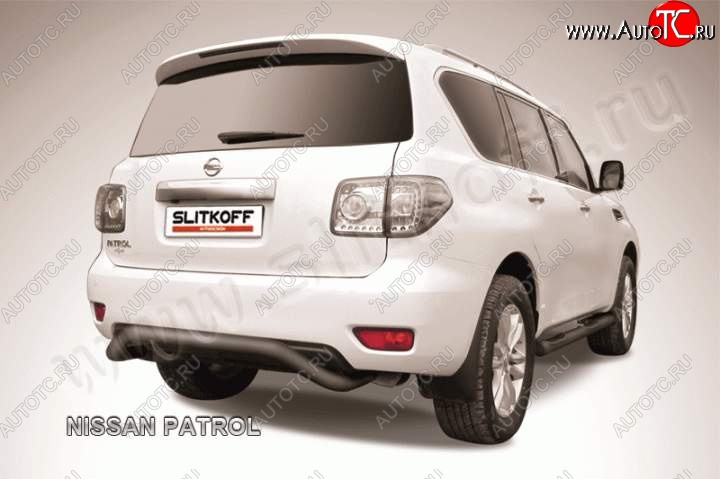 17 349 р. Защита задняя Slitkoff Nissan Patrol 6 Y62 дорестайлинг (2010-2014) (Цвет: серебристый)  с доставкой в г. Керчь