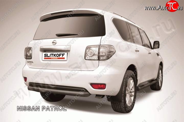 13 899 р. Защита задняя Slitkoff Nissan Patrol 6 Y62 дорестайлинг (2010-2014) (Цвет: серебристый)  с доставкой в г. Керчь