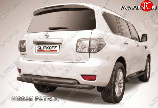 18 499 р. Защита задняя Slitkoff  Nissan Patrol  6 (2010-2014) Y62 дорестайлинг (Цвет: серебристый)  с доставкой в г. Керчь