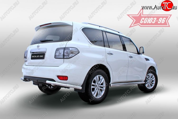 10 169 р. Защита заднего бампера Souz-96 (d60) Nissan Patrol 6 Y62 дорестайлинг (2010-2014)  с доставкой в г. Керчь