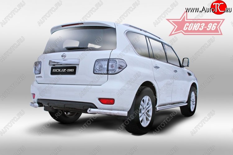 14 219 р. Защита заднего бампера Souz-96 (d76) Nissan Patrol 6 Y62 дорестайлинг (2010-2014)  с доставкой в г. Керчь