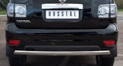 Защита заднего бампера из овальной трубы диаметром 75x42 мм Russtal Nissan Patrol 6 Y62 дорестайлинг (2010-2014)