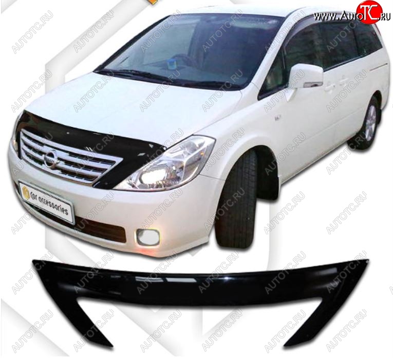 2 599 р. Дефлектор капота CA-Plastiс exclusive  Nissan Presage (2003-2009) (Classic черный, Без надписи)  с доставкой в г. Керчь