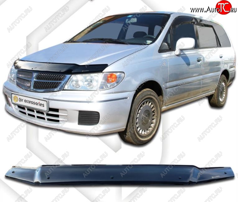 2 079 р. Дефлектор капота CA-Plastic Nissan Presage U30 дорестайлинг (1998-2001) (серия Classic черный, Без надписи)  с доставкой в г. Керчь