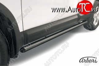 6 119 р. Защита штатных порогов Arbori (черная, d57 mm). Nissan Qashqai 1 дорестайлинг (2007-2010)  с доставкой в г. Керчь