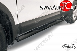 7 703 р. Защита штатных порогов Arbori (с проступью, черная, d76 mm). Nissan Qashqai 1 дорестайлинг (2007-2010)  с доставкой в г. Керчь