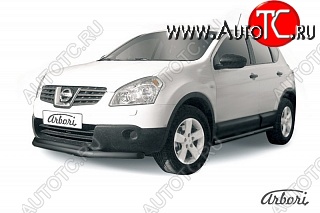 7 199 р. Защита переднего бампера Arbori (черная, 2 трубы d57 и 42 mm) Nissan Qashqai 1 дорестайлинг (2007-2010)  с доставкой в г. Керчь