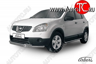 14 579 р. Защита переднего бампера Arbori (нержавейка, 2 трубы d57 и 42 mm) Nissan Qashqai 1 дорестайлинг (2007-2010)  с доставкой в г. Керчь