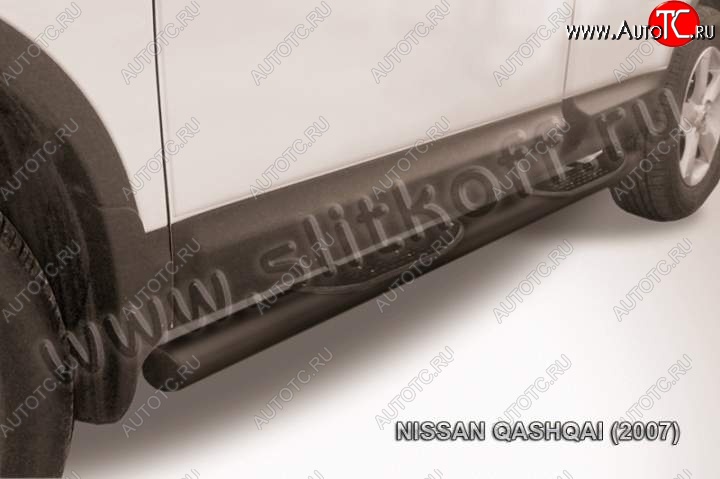 12 399 р. Защита порогов Slitkoff  Nissan Qashqai  1 (2007-2010) дорестайлинг (Цвет: серебристый)  с доставкой в г. Керчь