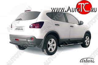 3 644 р. Защита заднего бампера Arbori (черная, 1 труба d57 mm). Nissan Qashqai 1 дорестайлинг (2007-2010)  с доставкой в г. Керчь