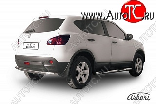 9 809 р. Защита заднего бампера Arbori (нержавейка, 1 труба d57 mm). Nissan Qashqai 1 дорестайлинг (2007-2010)  с доставкой в г. Керчь