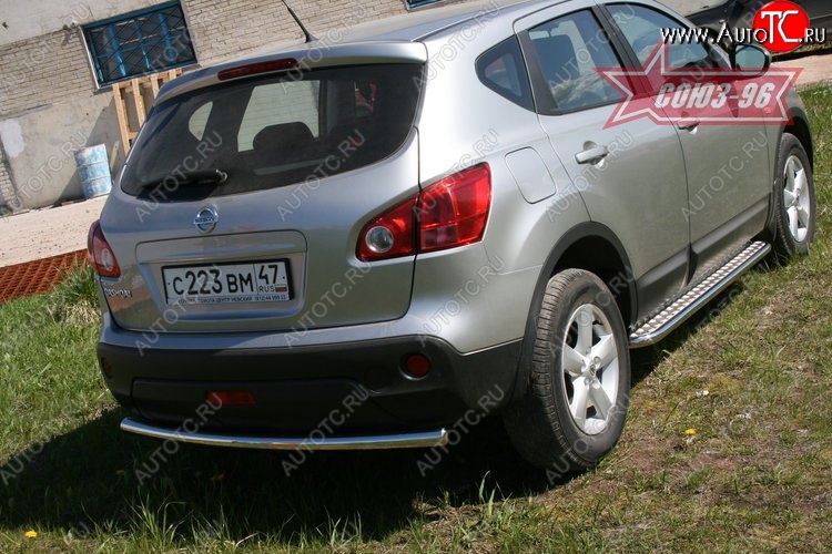 8 369 р. Защита заднего бампера Souz-96 (d60) Nissan Qashqai 1 дорестайлинг (2007-2010)  с доставкой в г. Керчь