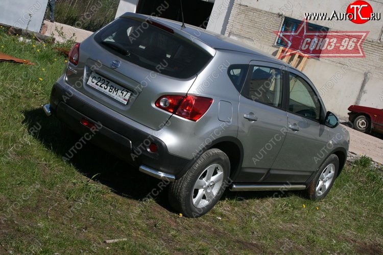 7 604 р. Защита заднего бампера из боковых уголков Souz-96 (d60) Nissan Qashqai 1 дорестайлинг (2007-2010)  с доставкой в г. Керчь
