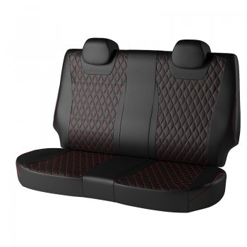 19 649 р. Чехлы для сидений Lord Autofashion Байрон (экокожа)  Nissan Qashqai  2 (2013-2022) J11 дорестайлинг, J11 рестайлинг (Чёрный, вставка чёрная, строчка красная)  с доставкой в г. Керчь. Увеличить фотографию 2