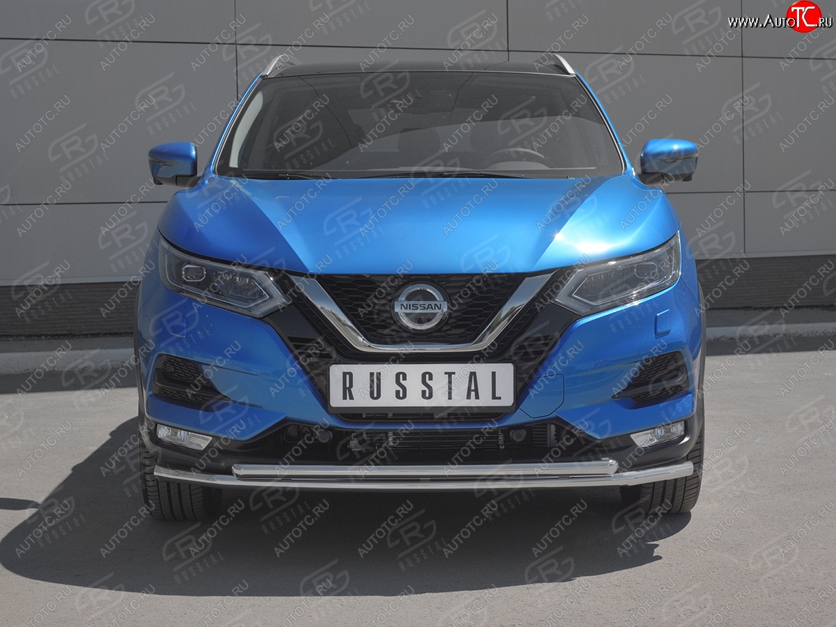 17 449 р. Защита переднего бампера (2 трубы Ø42 мм, нержавейка) SLITKOFF Nissan Qashqai 2 J11 рестайлинг (2017-2022)  с доставкой в г. Керчь