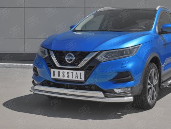 13 999 р. Защита переднего бампера (2 трубы Ø63 и 75х42 мм, нержавейка) Russtal Nissan Qashqai 2 J11 рестайлинг (2017-2022)  с доставкой в г. Керчь. Увеличить фотографию 2