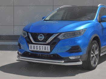 18 899 р. Защита переднего бампера (2 трубы Ø63 и 42 мм, нержавейка) SLITKOFF Nissan Qashqai 2 J11 рестайлинг (2017-2022)  с доставкой в г. Керчь. Увеличить фотографию 2