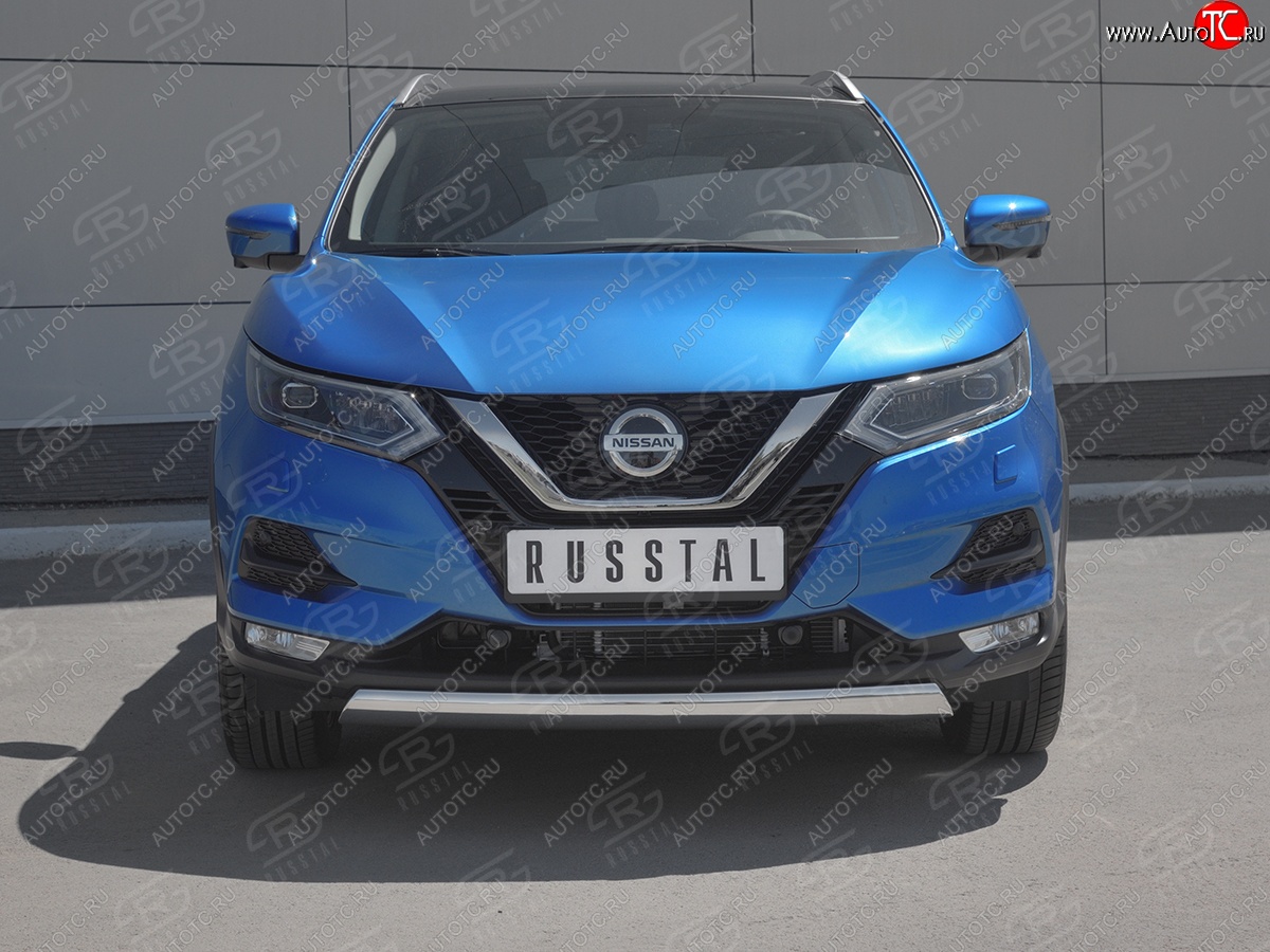 11 799 р. Защита переднего бампера (Ø75x42 мм, нержавейка) Russtal Nissan Qashqai 2 J11 рестайлинг (2017-2022)  с доставкой в г. Керчь